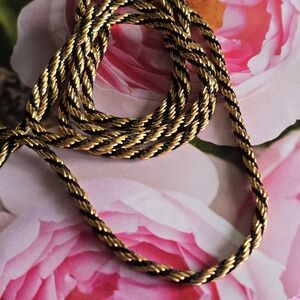 Vintage necklace black and gold tone twist rope chain